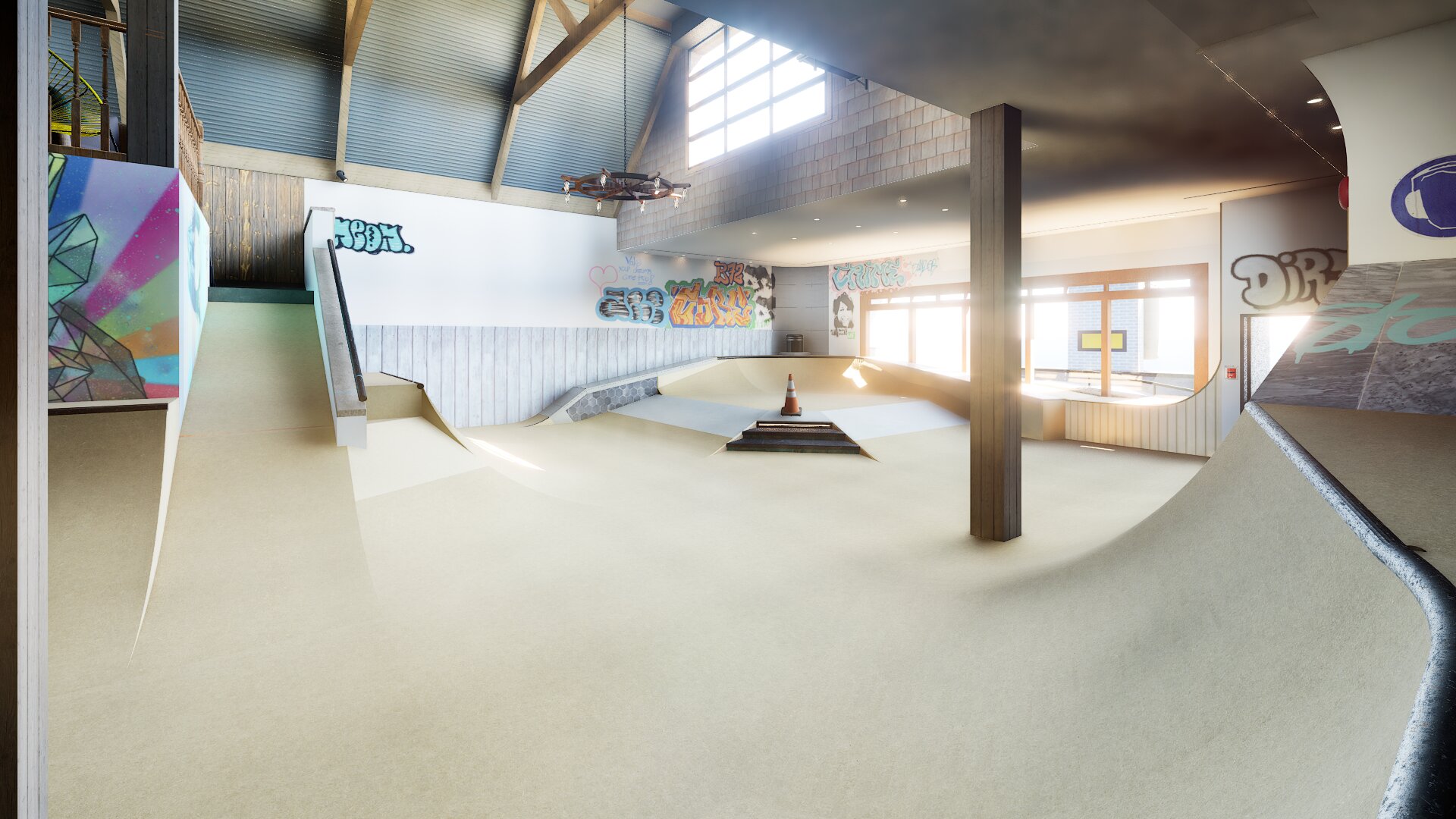 Belong Youth Centre bowl and street transition area viewed from above