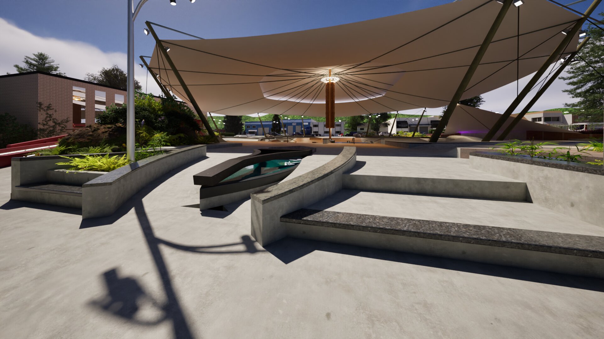 Port Moody Renovation seating edge and curved concrete details