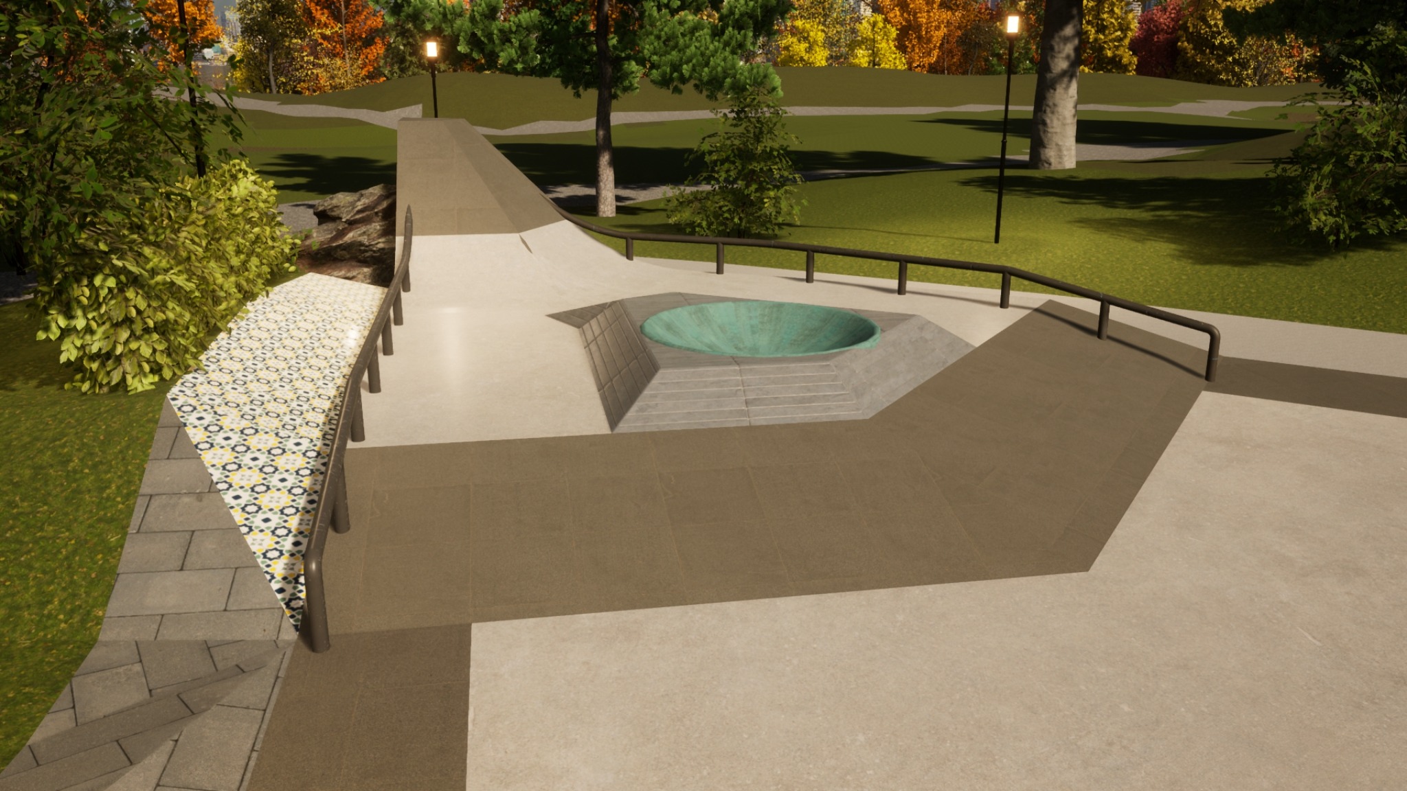 Ukraine concept pocket and bowl feature integrated into the plaza